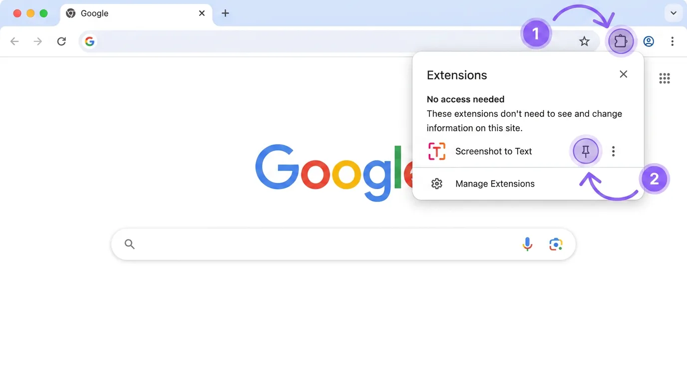 Browser extension installation step 1